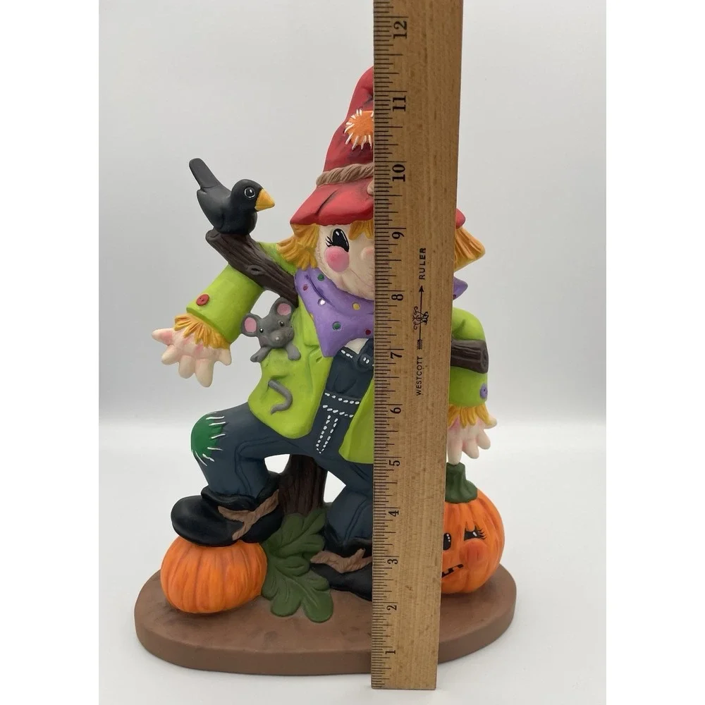 Hand Painted Ceramic Scarecrow Pumpkin Jack-O-Lantern Halloween Fall Decor 11.5